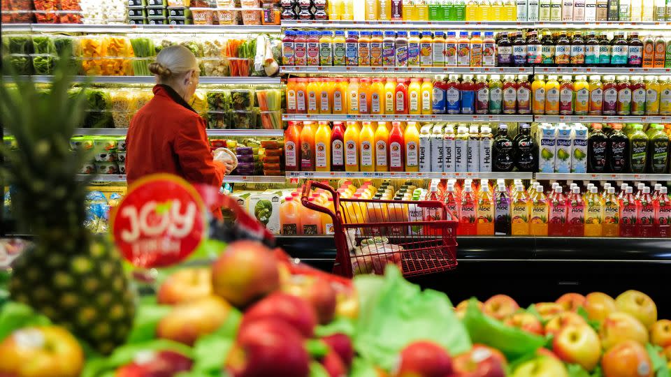 Americans are looking for relief on food prices. Here, a woman shops at a Manhattan supermarket in January. - Charly Triballeau/AFP/Getty Images