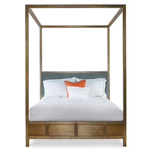 <p><a href="https://www.kathykuohome.com/Product/Detail/77130-Mr-Brown-Albaninni-Rustic-Lodge-Silver-Sage-Velvet-Brass-Canopy-Bed-Queen?gclid=Cj0KCQjw8NilBhDOARIsAHzpbLAFBR3q9kR1Wy7fduiqHmzc0pqbbXy6i6tpL0BEaGInsNY_4L1YqVEaAkJBEALw_wcB" rel="nofollow noopener" target="_blank" data-ylk="slk:Shop Now;elm:context_link;itc:0;sec:content-canvas" class="link rapid-noclick-resp">Shop Now</a></p><p>Albaninni Rustic Lodge Silver Sage Velvet Brass Canopy Bed - Queen</p><p>kathykuohome.com</p><p>$8813.00</p><span class="copyright">Courtesy of Mr. Brown London</span>