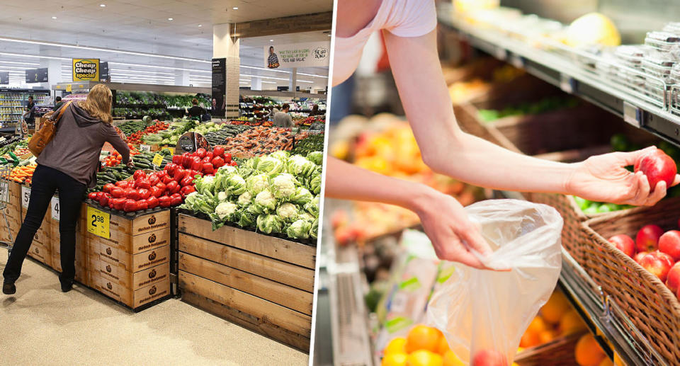 Women shop for loose fruit and vegetables in-store at Coles