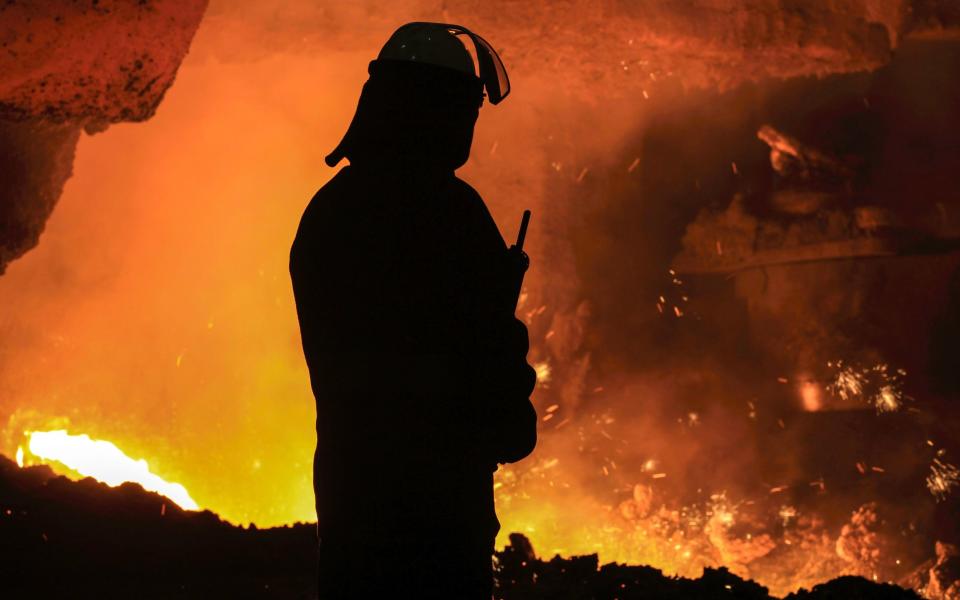 Molten steel pours from one of the Blast Furnaces at British Steel's Scunthorpe plant