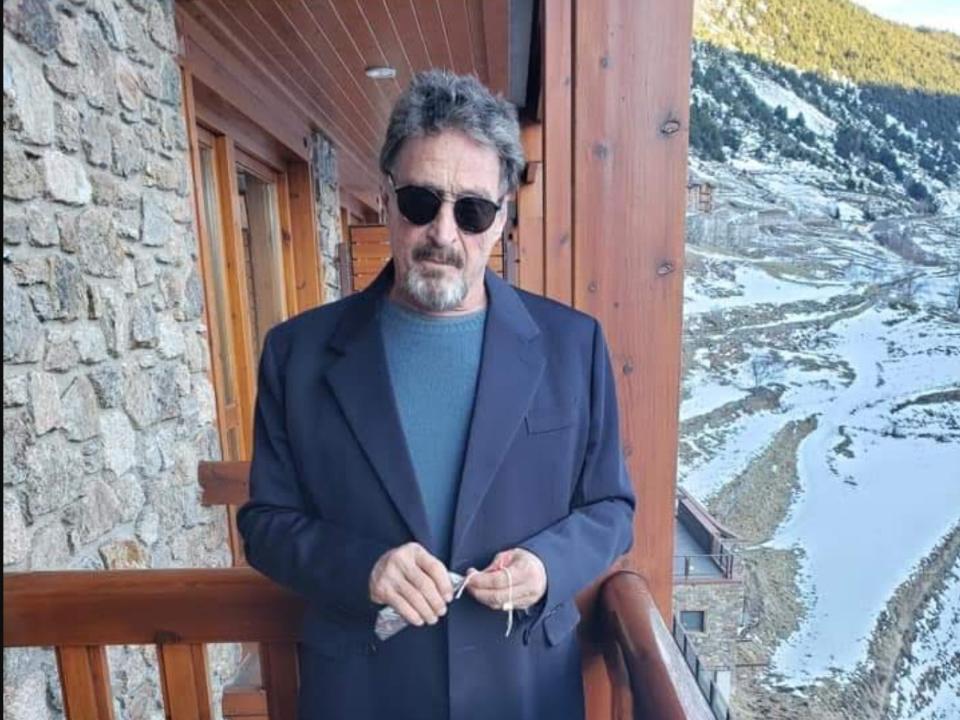 <p>McAfee pictured at an undisclosed location in Europe earlier this year</p>Janice McAfee