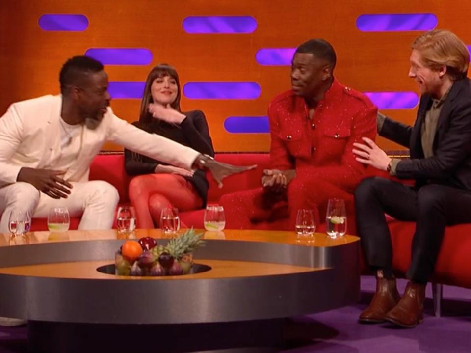 Sterling K Brown, Dakota Johnson and Domhnall Gleeson react to Colman Domingo’s story (BBC)