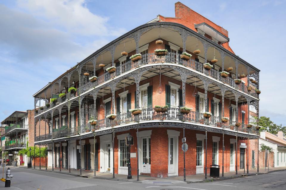 The French Quarter, also known as the Vieux Carre, is New Orleans’s oldest neighborhood and is filled with storied architecture, from colorful Creole cottages to brick buildings outfitted with ornate cast-iron balconies. Antique shops, art galleries, and hidden courtyards abound on Royal Street, which runs parallel to the livelier Bourbon Street.