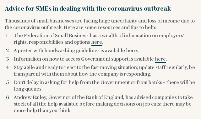 Advice for SMEs in dealing with the coronavirus outbreak