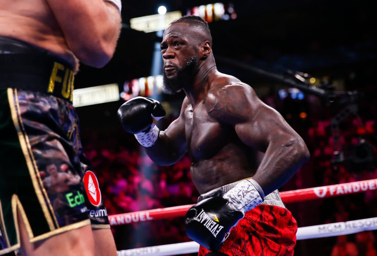 Joshua is in talks over a December bout with Deontay Wilder (pictured) (Copyright 2021 The Associated Press. All rights reserved.)