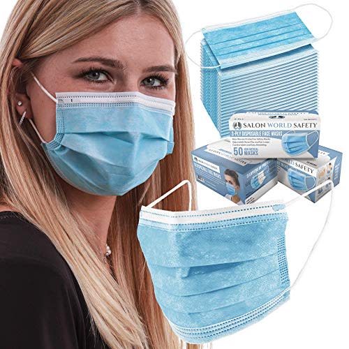 TCP Global Salon World Safety - 3 Boxes (150 Masks) of 3-Ply Breathable Disposable Masks