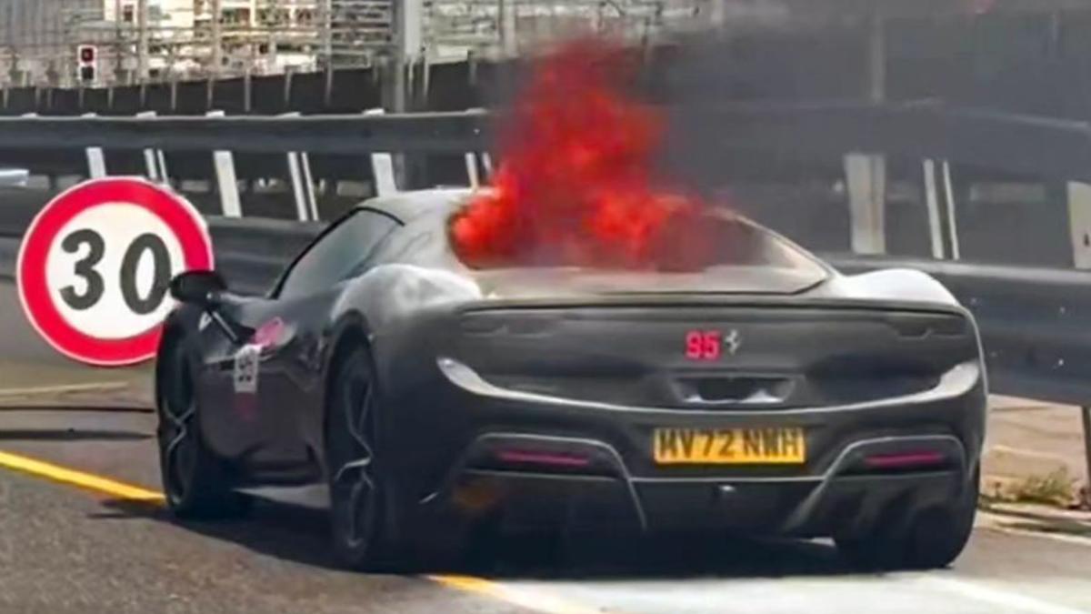 Ferrari hit from behind during Ferrari Cavalcade 2024