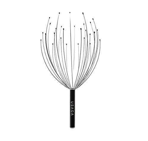 USAGA 28 Finger Head Scratcher, Head Massager, Scalp Massager, Head Whisk Massager, Wire Massager, Ideal Stocking Stuffers Gift for Head Hair Body Massage and Stress Relax (Black)