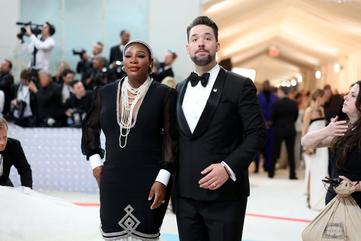 Serena Williams is expecting her second child with husband Alexis Ohanian, seen here at Monday's Met Gala in New York. (Photo by Mike Coppola/Getty Images)