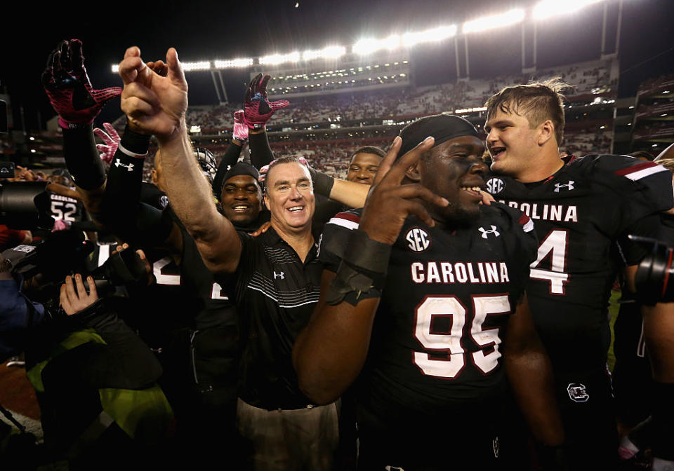 South Carolina offensive line coach Shawn Elliott was 1-5 during his stint as South Carolina's interim coach. (Getty)