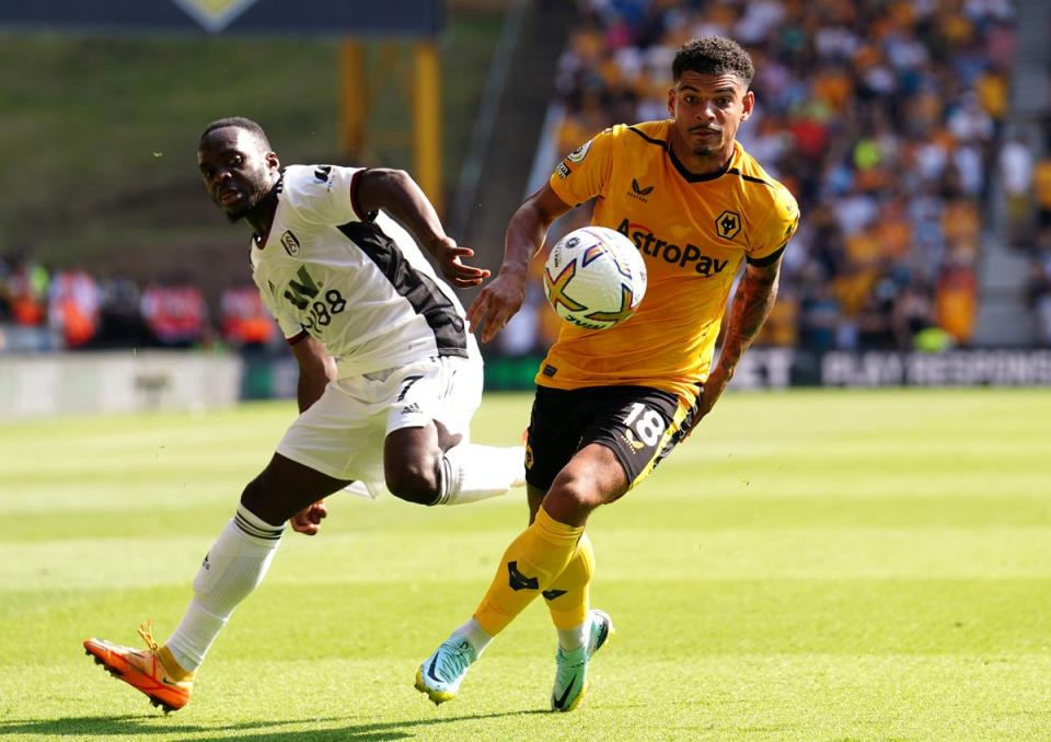 Wolves midfielder Morgan Gibbs-White, right, is poised to complete a permanent move to Nottingham Forest (David Davies/PA) (PA Wire)