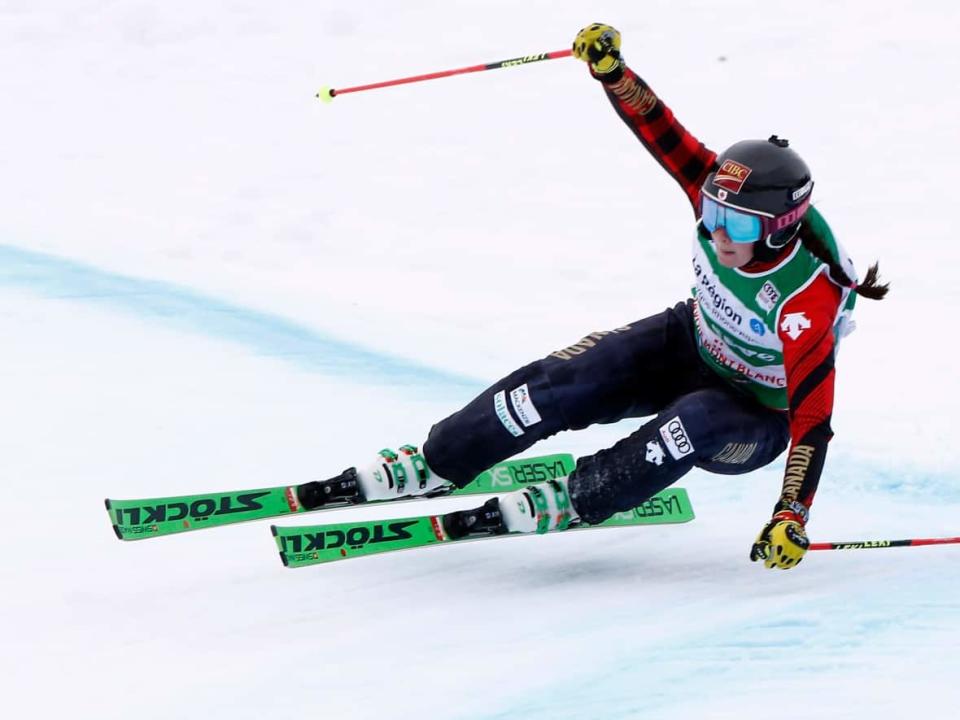 Canada's Marielle Thompson, shown in this 2021 file photo, scored a World Cup ski cross silver medal on Thursday in Val Thorens, France. (Getty Images/File - image credit)