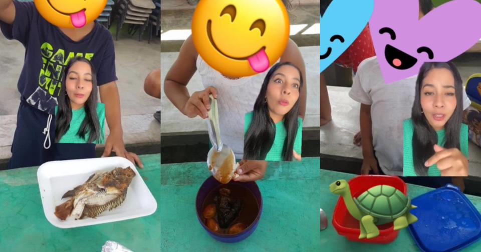 Maestra de Chiapas muestra los lunches exóticos que llevan sus alumnos. Foto: Captura de video TikTok vía @carmenstephania