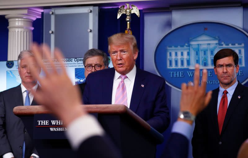 U.S. President Trump leads coronavirus response briefing at the White House in Washington