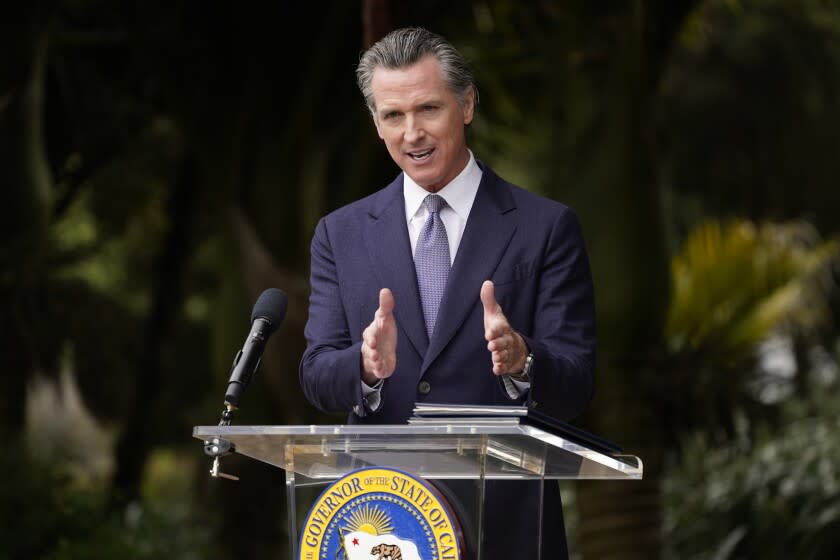 FILE - California Gov. Gavin Newsom speaks during an event at the San Francisco Botanical Garden in San Francisco, on Friday, May 27, 2022. Newsom announced Saturday, May 28, 2022, afternoon in a tweet that he tested positive for COVID-19. He says he is experiencing mild symptoms. (AP Photo/Eric Risberg, File)