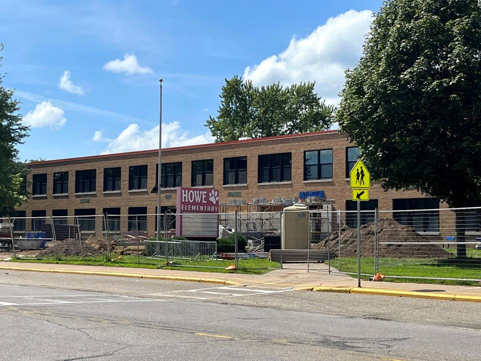 Construction continues in front of Howe Elementary School on Aug. 24.