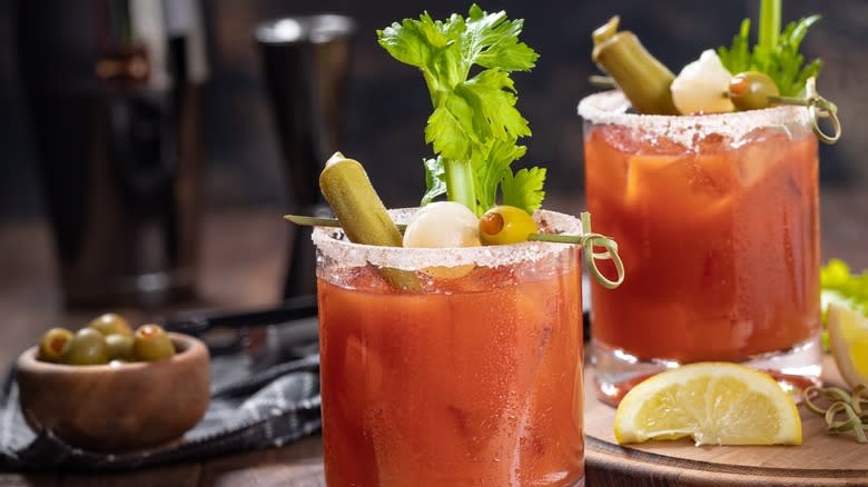 Bloody Marys with garnish