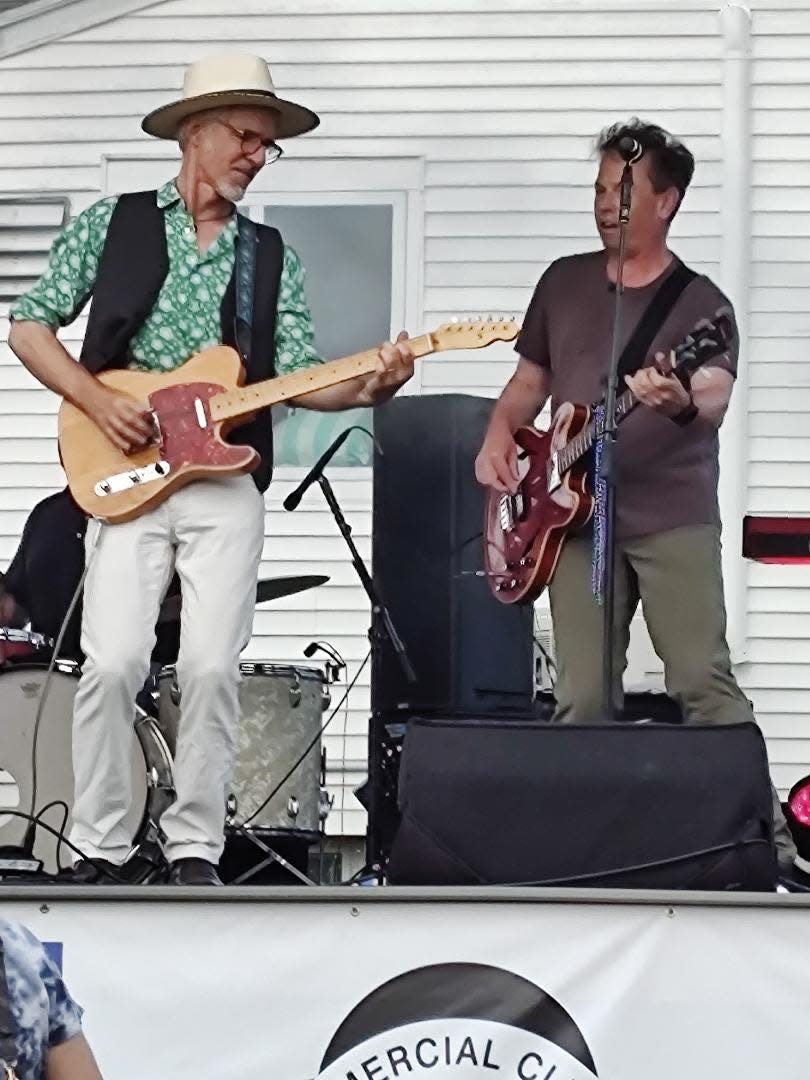 Del Fuegos singer Dan Zanes and bassist Tom Lloyd during the Del Fuegos' reunion concert on Saturday, July 15, 2023, at the East Bridgewater Commercial Club.