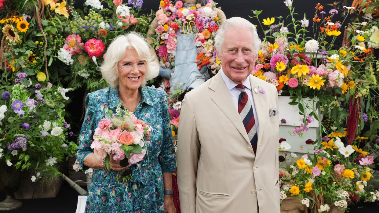  Queen Camilla's romantic birthday surprise revealed. Seen here she and King Charles visit The Sandringham Flower Show 2022. 