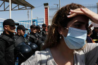 Protesters gather outside the UN headquarters in Erbil on Sept. 24, 2022, to protest the death of Masha Amini, who had fallen into a coma for three days after being detained by the morality police in Tehran, Iran. Iran has accused Kurdish opposition groups in exile of orchestrating the wave of protests across the country over the past two weeks. But Kurdish activists say the government is just trying to scapegoat them to distract from the domestic anger fueling the unrest. (AP Photo/Hawre Khalid, Metrography)