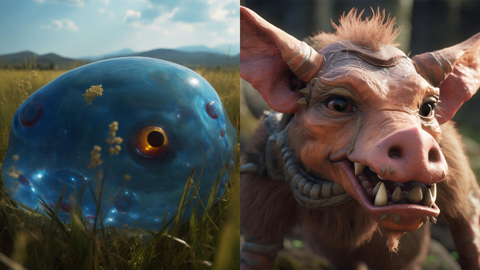 AI generated images of live action Chuchu and Bokoblin