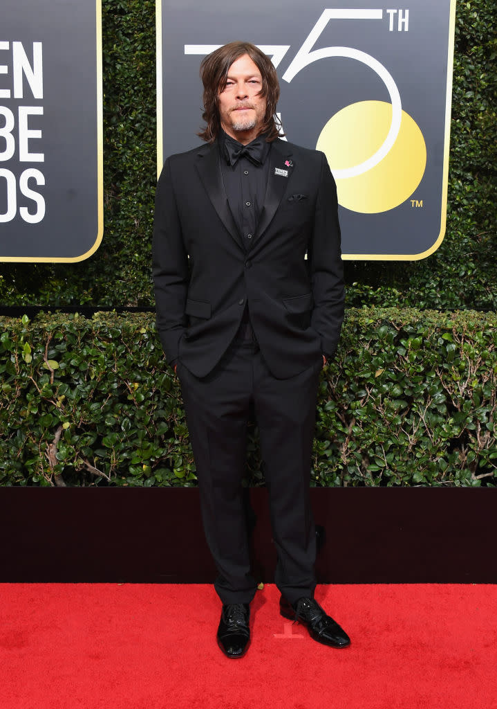 <p><em>The Walking Dead</em> actor attends the 75th Annual Golden Globe Awards at the Beverly Hilton Hotel in Beverly Hills, Calif., on Jan. 7, 2018. (Photo: Steve Granitz/WireImage) </p>