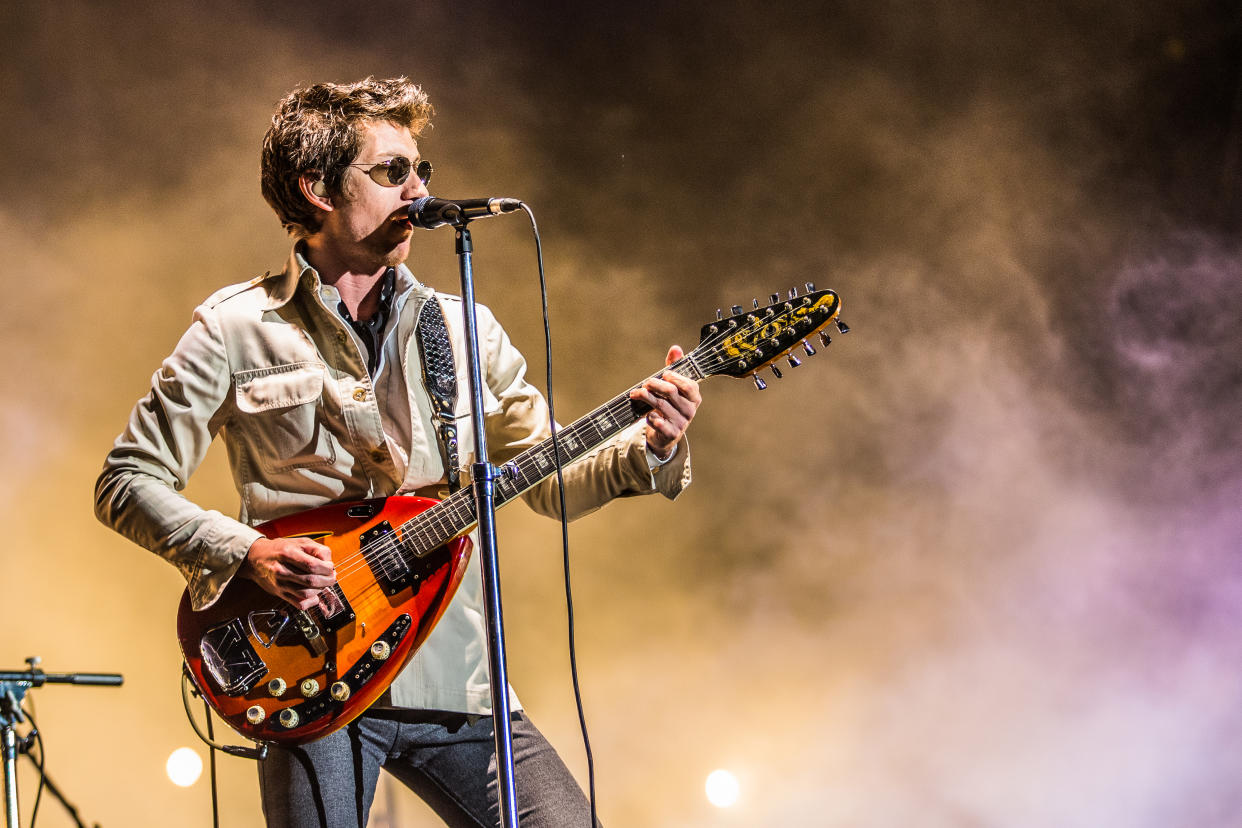 MONTERREY, MEXICO - MARCH 23: Alex Turner lead singer of Arctic Monkeys performs during a show as part of the Pal Norte Music Festival 2019 on March 23, 2019 in Monterrey, Mexico. (Photo by Medios y Media/Getty Images)