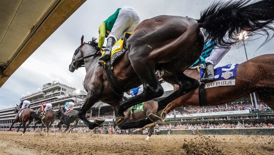 This photo from the 149th running of the Kentucky Derby earned APSE honors in the action photo category.