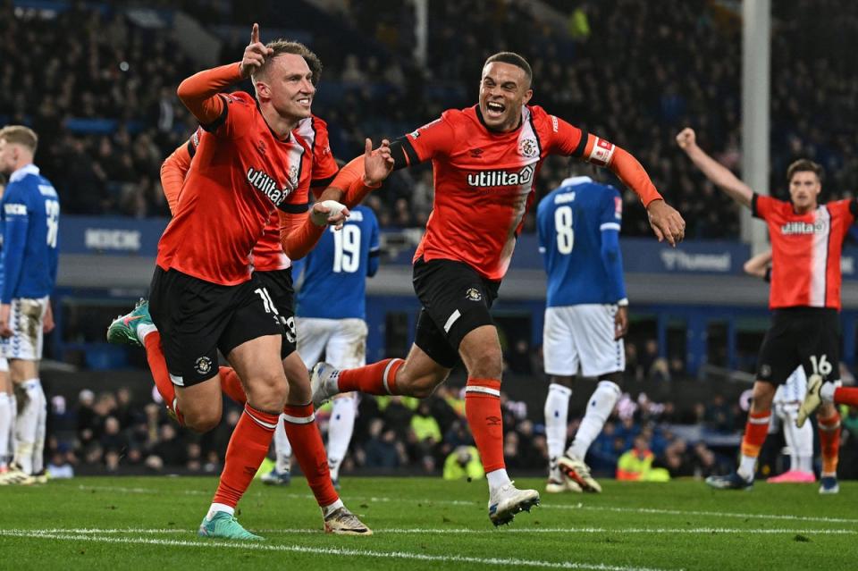 Cauley Woodrow’s 96th-minute winner sent Everton crashing out  (AFP/Getty)