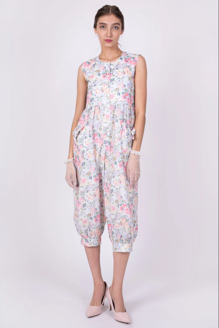 Laura Ashley x BATSHEVA Tie Jumpsuit in Quartet