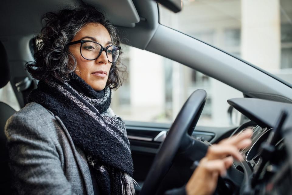 woman driving car