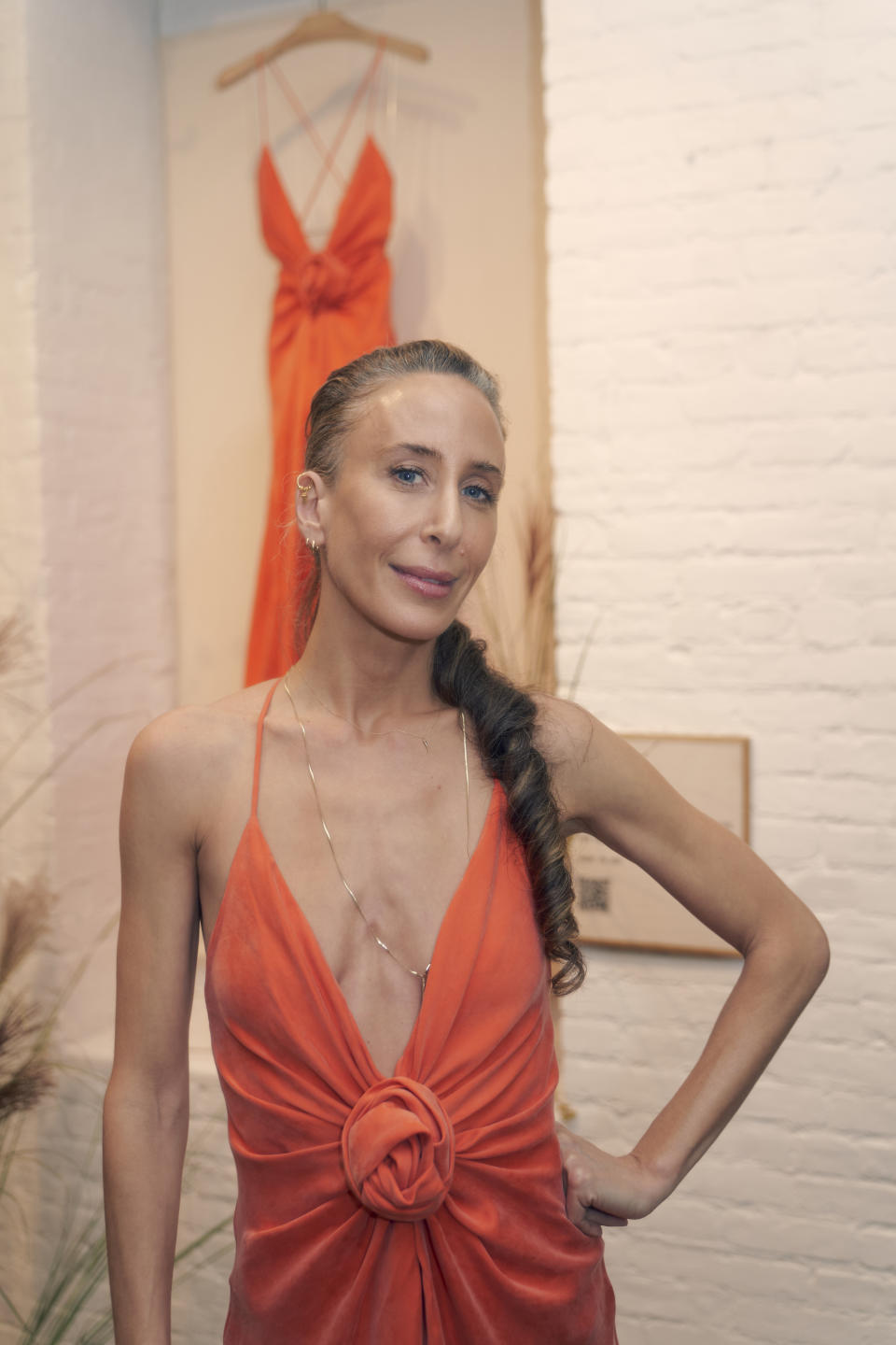 Mara Hoffman wears the dress her team created in collaboration with Circ at a launch event in New York City. Photo by Shravya Kag.