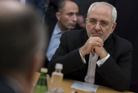 FILE PHOTO: Iranian Foreign Minister Mohammad Javad Zarif attends a meeting with his Russian counterpart Sergei Lavrov in Moscow, Russia January 10, 2018. REUTERS/Alexander Zemlianichenko/Pool?/File Photo