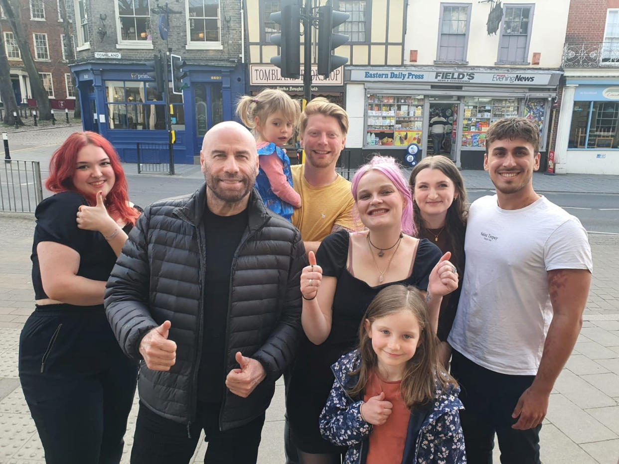 John Travolta surprised staff at Erpingham House in Norwich when he showed up for a vegan meal. (SWNS)