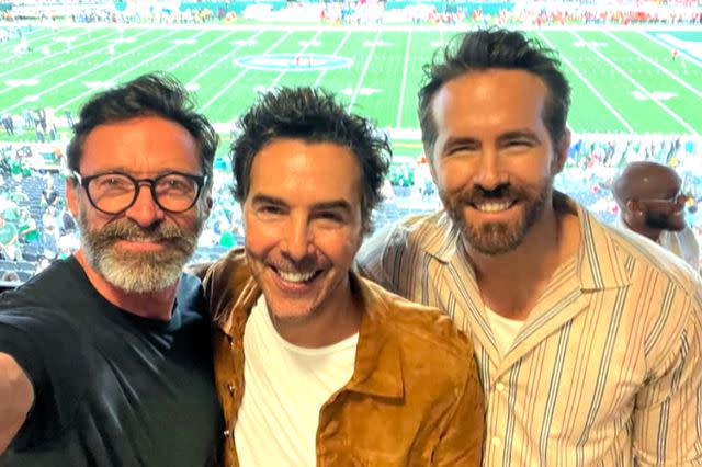 <p>Hugh Jackman/Instagram</p> From L: Hugh Jackman, Shawn Levy and Ryan Reynolds