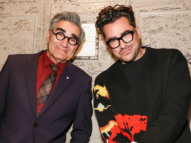 Arturo Holmes/Getty Eugene Levy and Dan Levy in New York City on Oct. 25, 2021