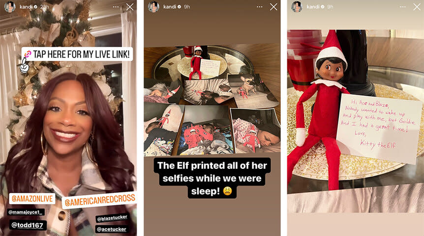 A split of Kandi Burruss' home holiday decor.