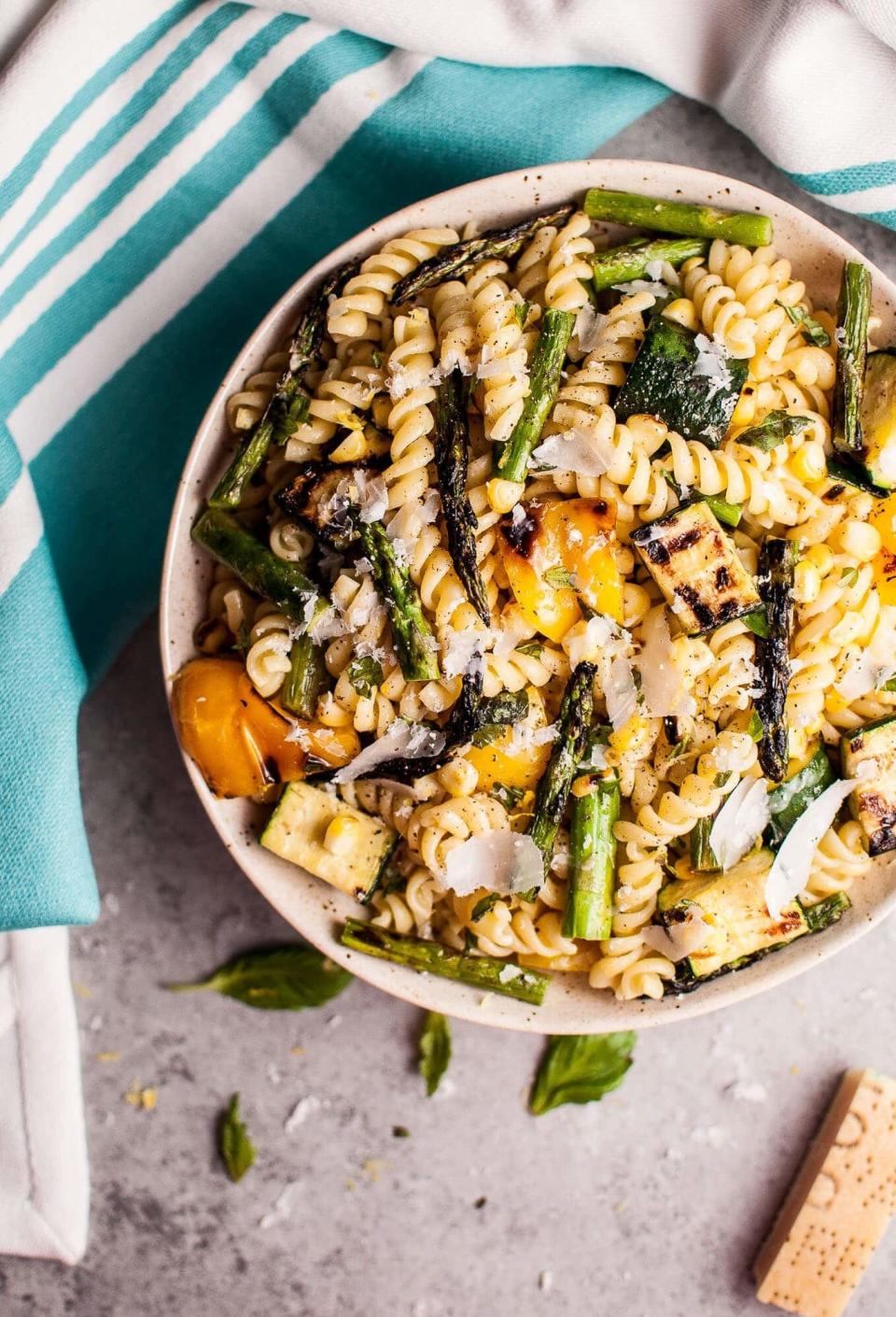 Add grilled veggies with dressing to a bowl of pasta for the ultimate flavor factor. Recipe: Grilled Summer Vegetable Pasta Salad 