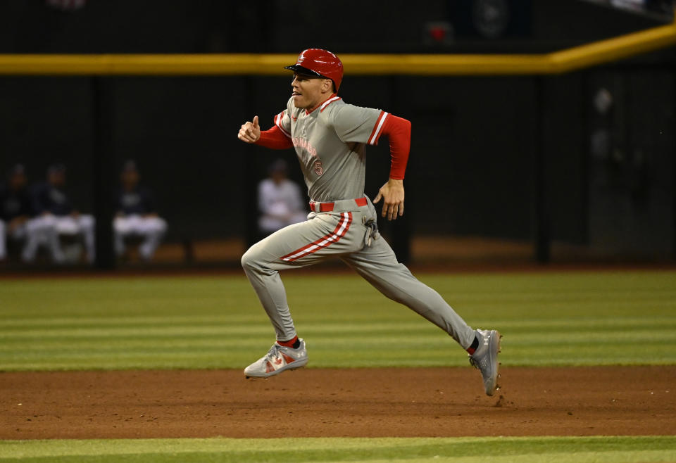 PHOENIX, ARIZONA - MARCH 13: Freddie Freeman #5 of Canada runs the bases against the United States during a World Baseball Classic Pool C game at Chase Field on March 13, 2023 in Phoenix, Arizona. (Photo by Norm Hall/Getty Images)