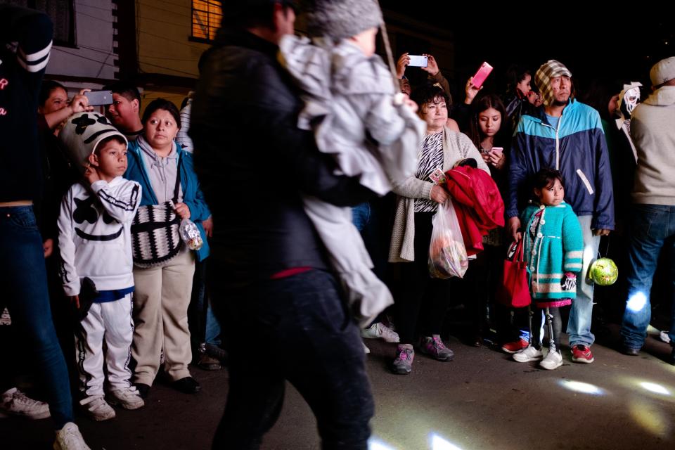 Families gathered to watch the festivities.