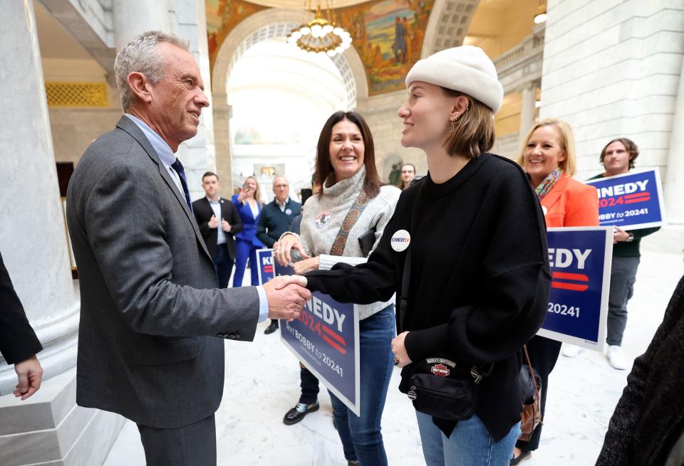 Independent presidential candidate Robert F. Kennedy Jr. greets supporters at the Capitol in Salt Lake City, on Wednesday, Jan. 3, 2024. | Kristin Murphy, Deseret News