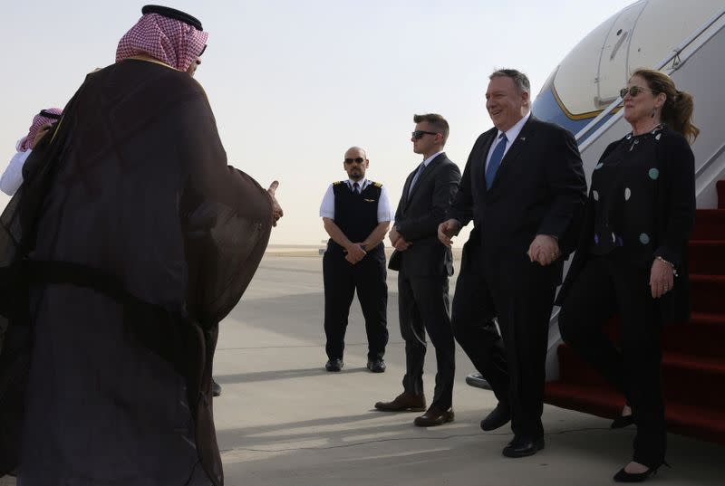 U.S. Secretary of State Mike Pompeo arrives at the King Khalid International Airport in the Saudi capital Riyadh