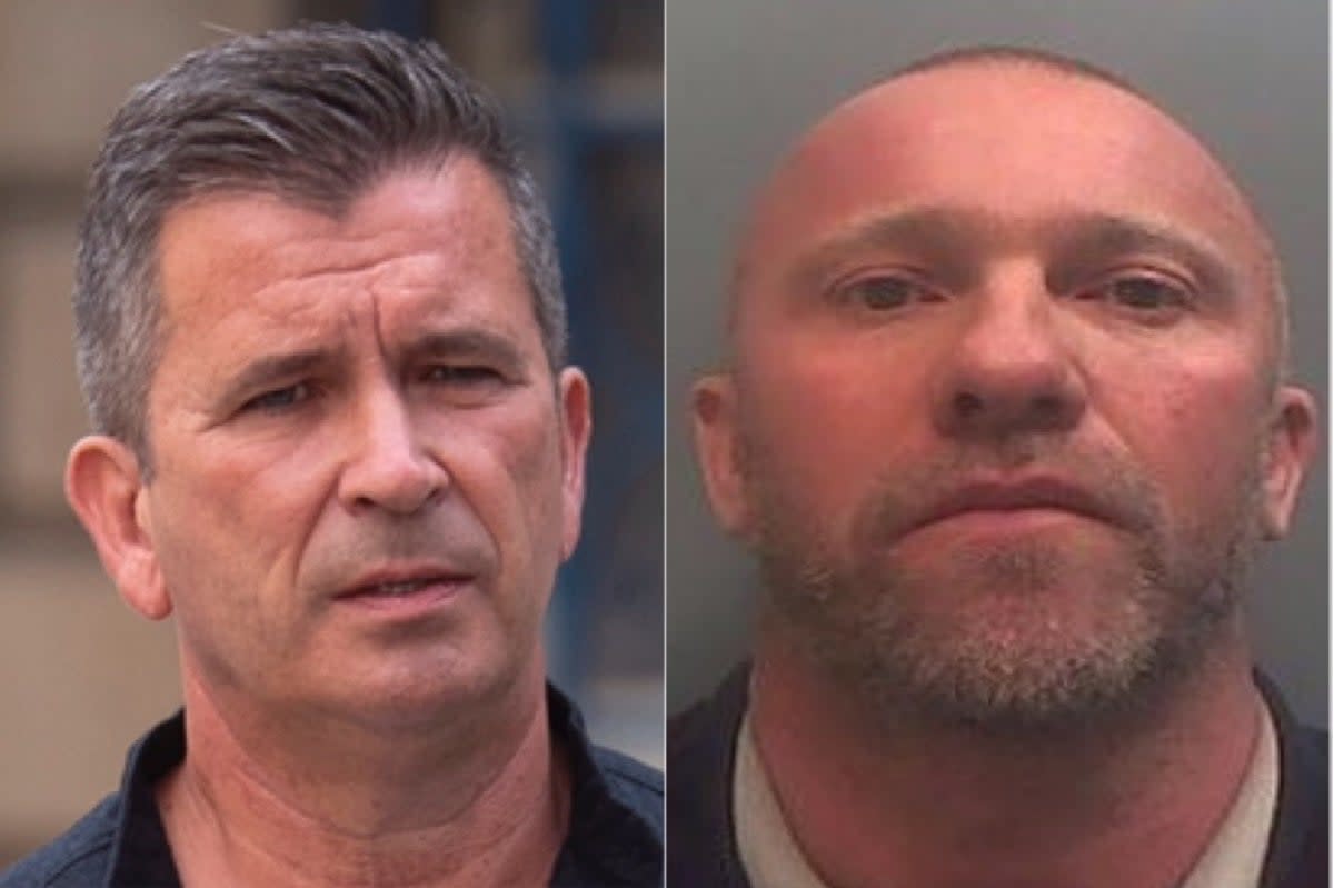 Pension fraudsters Rikki Nicholls, 57, and Mark Kelly, 51 (PA and Metropolitan Police)