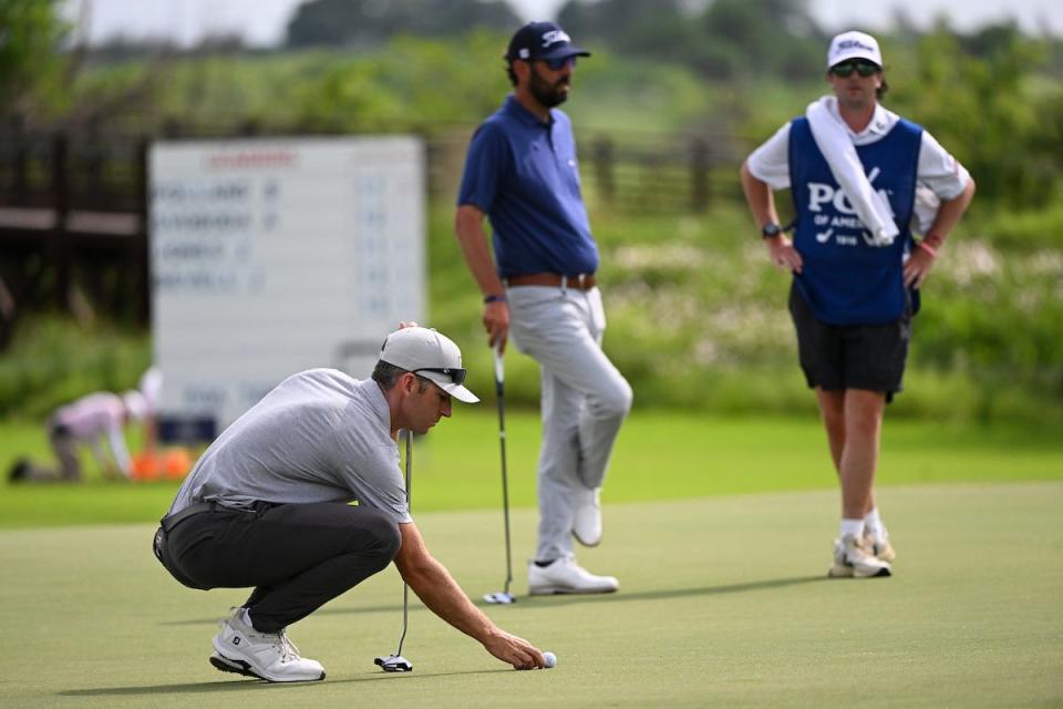 Jeremy Wells reads his putt on the 18th hole during the final round of the PGA Professional Championship at PGA Frisco on Wednesday, May 1, 2024 in Frisco, Texas. (Photo by Ryan Lochhead/PGA of America)