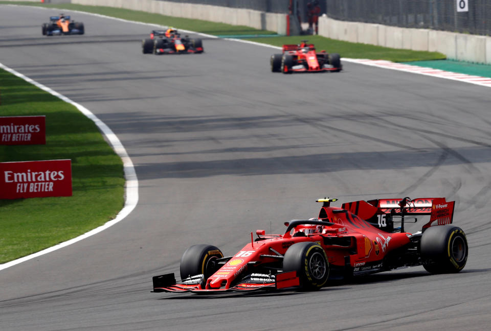 Formula One F1 - Mexican Grand Prix - Hermanos Rodriguez Circuit, Mexico City, Mexico - October 27, 2019  Ferrari's Charles Leclerc in action during the race  REUTERS/Carlos Jasso