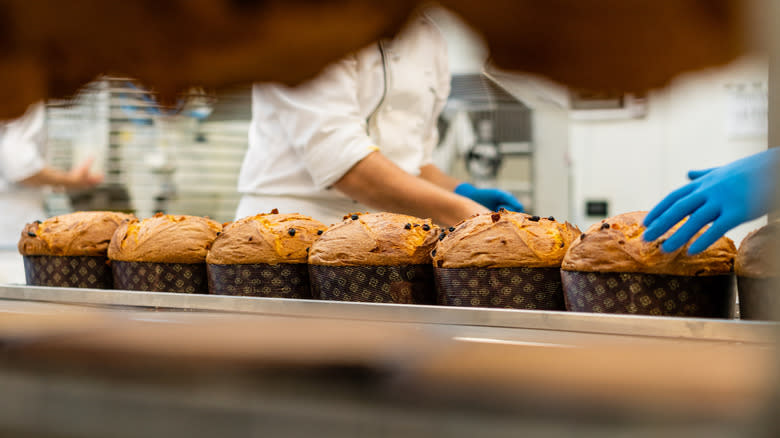 Panettones in industrial kitchen