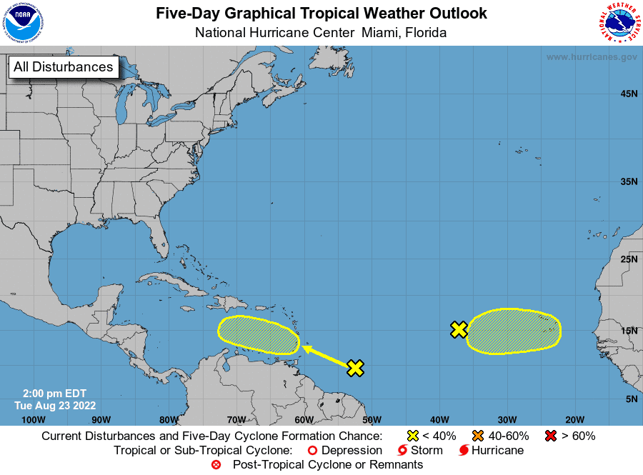 Tropical conditions 2 p.m. Aug. 23, 2022.