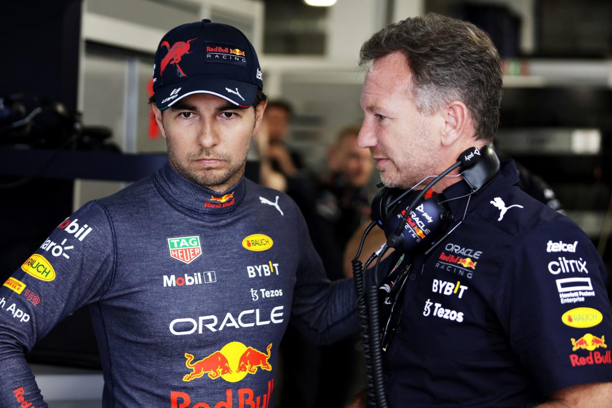 Sergio Perez and Christian Horner.