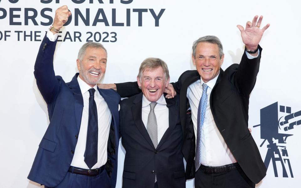 Graeme Souness (L) and Alan Hansen (R) are there in Salford tonight to support their former team-mate Sir Kenny Dalglish