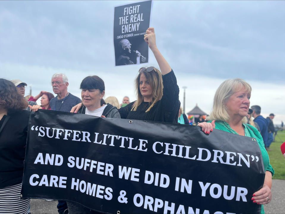 Mourners at the funeral procession of Sinead O'Connor in Bray, Co. Wicklow. (Claudia Savage/PA).